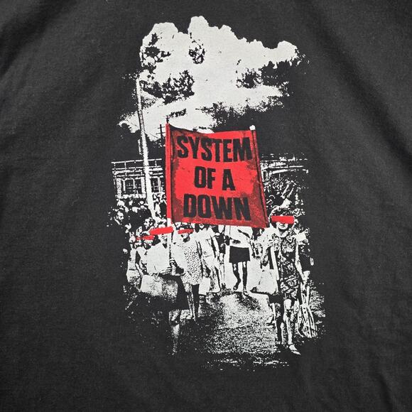 System Of A Down Shirt Mens XL Black Banner March Graphic Tour Metal Band Tee - Picture 2 of 6